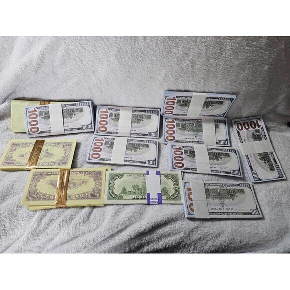 (12 Bundles) New Fake Play Money American $100 $1,000 $10,000 Bills Multicolor - Picture 7 of 12